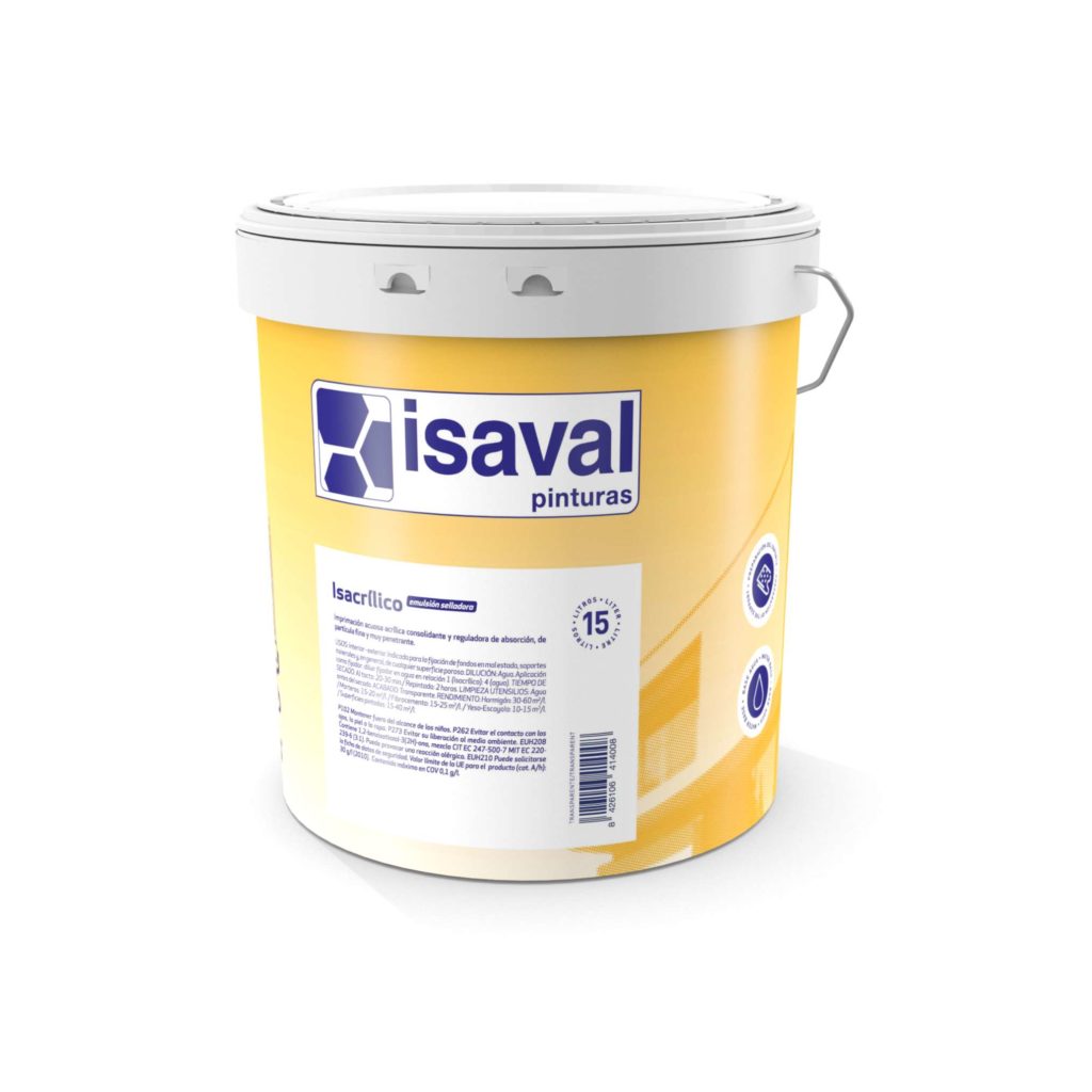 Isacrílico Emulsión selladora. Imprimación acrílica transparente. Pinturas Isaval