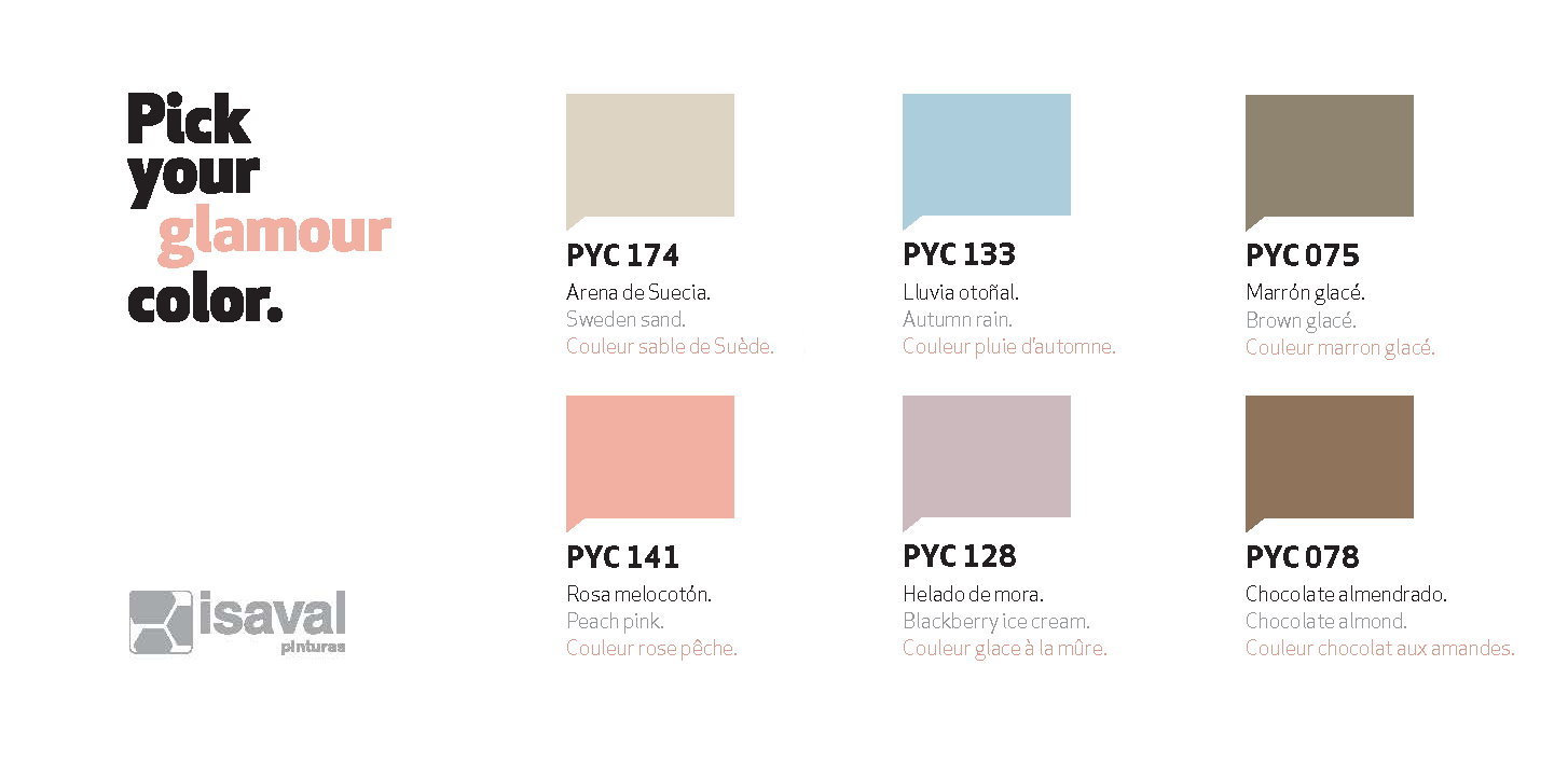 Combinación colores velvet collection PYC Isaval pinturas