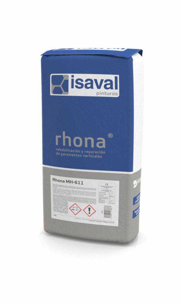 Rhona Pinturas Isaval. Mortero de enfoscado y revoco, a la cal, a la cal de rellenos, impermeable y de rellenos, impermeabilizante flexible de rellenos, reparación estructural R3, R4. Cemento cola convencional, de altasprestaciones, de rejuntado de azulejos.