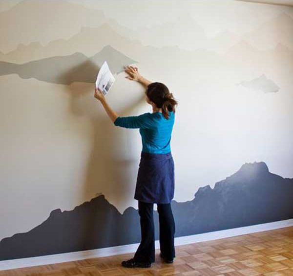 Pintura mural, horizonte en la pared. • Isaval